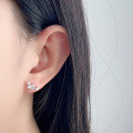 wholesale S925 Sterling Silver Row of Zircon Earrings for Women, Minimalist Starry Sky Ins Earrings, Light Luxury Exquisite Smile Shape Ear Jewelry-0-3