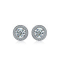 wholesale 925 Sterling Silver Round Diamond-Studded Earrings Women Korean Style Minimalist and Niche Elegant High-End Sense Circle Pack Zirconia Earrings-0-4