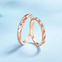 wholesale Rose Gold Plated S925 Sterling Silver Moissanite Ring Couple Bands for Men and Women-Women's Moissanite 12-point (Champagne Gold) Ring  Size 11