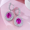 wholesale S925 Silver New Live Streaming 8 Pairs of Oval Ruby Earrings for Women Fashionable Colored Gemstone Jewelry Wholesale and Drop Shipping-0-1