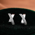 S925 Silver Fashion Cross Earrings with Moissanite, Long Style, Ready Stock-0-0