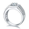 wholesale S925 Sterling Silver Men's Diamond Ring, Simulated Diamond Men's White Gold Ring, Moissanite Ring-0-4