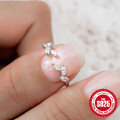 wholesale S925 Sterling Silver adjustable leaf open ring with zircon, trendy and fresh for women-0-1