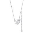 wholesale S925 Sterling Silver Diamond-Inlaid Five-Petal Flower Butterfly Tassel Necklace, Fashion Minimalist Niche Sophisticated Collarbone Jewelry-0-4