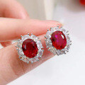 wholesale S925 silver new 7*9 red women's stud earrings, simple and elegant jewelry, dropshipping available-0-3