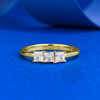 wholesale S925 silver jewelry women's lightweight luxury niche 3mm three-stone row diamond ring for dropshipping live streaming-R1339 Gold Bar Ring>No. 7