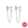 wholesale 925 Sterling Silver Hot-Sell Pearl and Diamond Drop Earrings with Chain Tassel-0-10