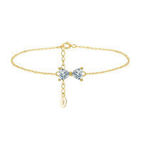 wholesale 925 Sterling Silver Geometric Zircon Jewelry For Women-925 sterling silver electroplated 14K gold 16.5+5cm 1.51g 925 silver