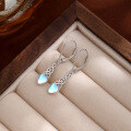 wholesale 925 Sterling Silver Celtic Knot Earrings for Women, Heart-Shaped Moonstone Ear Cuffs, Light Luxury European and American High-End Style Ear Accessories-0-2