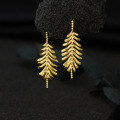 wholesale 925 Sterling Silver Smooth Fringe Leaf Earrings Korean Minimalist Ins Style Small Trendy Accessories M05424-0-0