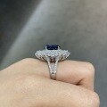 wholesale S925 Sterling Silver Gold Plated Lab-Grown Sapphire Ring and Necklace Set, Women's Premium Jewelry-0-4