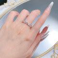 wholesale S925 Silver Plated Fashion 7 Small Diamond Half Diamond Eternity Band Ring, Versatile for Daily Wear, Cross-Border Fast Selling,Ins Style-0-3