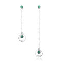 wholesale 925 Sterling Silver Gold Plated New High-End Textured Long Earrings with Natural Green Chalcedony Korean Style Gemstone Earrings-0-0