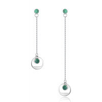 wholesale 925 Sterling Silver Gold Plated New High-End Textured Long Earrings with Natural Green Chalcedony Korean Style Gemstone Earrings-Natural chalcedony earrings