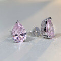 wholesale S925 Sterling Silver Pink Teardrop Ear Stud Wholesale, Ins Style Minimalist Versatile High-End Jewelry, Popular Earring-0-3