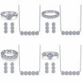 wholesale S925 Sterling Silver European-Style Three-Piece Jewelry Set with Square Zircon Earrings, Stackable Rings, and Necklace-0-1