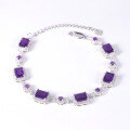 wholesale S925 Sterling Silver Luxury Design Natural Amethyst Bracelet 19 Carats European and American Style Gemstone Bracelet-0-4
