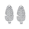 S925 Sterling Silver Moissanite Leaf Maple Hip Hop Luxury Inlaid Unisex Earrings-0-3