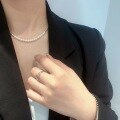 wholesale Sterling silver Korean-style irregular broken silver pearl necklace for women, versatile minimalist design, luxury collarbone chain accessory-0-2