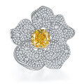 wholesale High-carbon diamond trinity pendant watch brooch set with 10*10mm ice-cut flower design for earthly luxury-0-4