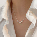 wholesale S925 Sterling Silver Minimalist Luxury Small Silver Bean Necklace Women Korean Ins Trendy Elegant Summer Collarbone Chain-0-3