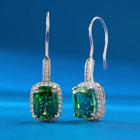 wholesale 925 Silver Zhuo Zhifang Jewelry New 7*9mm Imported High Carbon White G DiamondIns。-E342 Green Diamond 925 Silver