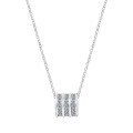 Sterling Silver Moissanite Rolo Pendant Necklace, Minimalist Style-0-3