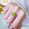 wholesale 925 Silver with High-Carbon Diamond, ZoeFun Jewelry New 10*12mm Pear-Shaped Olive Green Ring for Women, European and American Style Hot Seller-0-2