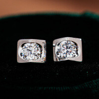S925 Silver Heart Moissanite Stud Earrings Source Factory-50 points (zircon)  925 silver