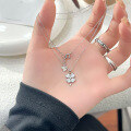wholesale S925 Sterling Silver Light Luxury Micro-Inlaid Cat's Eye Lucky Four-Leaf Clover Necklace for Women, New Small and Fresh Forest-Style Design Pendant Necklace-0-3