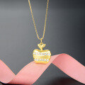 wholesale S925 Silver Minimalist Style Personalized Pendant, Korean Version Diamond-Inlaid Jewelry, Women's Small Apple Necklace-0-5