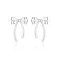 wholesale S925 Sterling Silver 668 Bow Tassel Earrings Women Minimalist Style Small French-inspired Personality Ins Versatile Silver Earrings-0-0