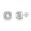 wholesale S925 Sterling Silver Luxury Square Package Moissanite Earrings with Ear Studs-0-0