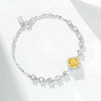 S925 Silver Women's Jewelry Set with Yellow Diamonds, Baguette, Radiant, Princess Cuts-Vibrant Yellow Bracelet - SL015  925 Silver