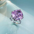wholesale 925 Silver New Jewelry European & American Luxury Set Pink Diamond Large Ring 15*15 High Carbon Diamond Ring for Women-0-3
