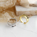 wholesale S925 Sterling Silver Plated Gold Korean Style INS Minimalist Niche Irregular Concave Ring-0-1