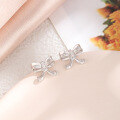 wholesale S925 Sterling Silver Korean Japanese Style Bow Earrings Women, Minimalist Dainty Accessories Versatile Earrings-0-0