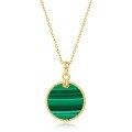 wholesale S925 Sterling Silver New Minimalist Trendy Geometric Circular Malachite Pendant Necklace Ins Style for Dropshipping-0-5