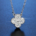 S925 Silver Dainty Four-Leaf Clover Pendant Necklace with Moissanite-0-1