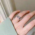 S925 Sterling Silver Moissanite Round Bead Row Ring, Minimalist Stackable-0-0