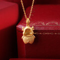 wholesale 925 Silver Gold-Plated with Earthen Red Agate Inlay, Chinese Zodiac Ox Year Link Pendant Necklace with Certificate-0-2