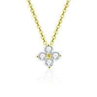 S925 Silver Moissanite Four-Leaf Clover Pendant Necklace, Trending Ins Style-Four-leaf clover necklace (gold)  40-point moissanite (single 3mm stone)