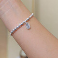 wholesale S925 Sterling Silver A Few Taels of Broken Silver Bracelet for Women, Light Luxury Small Design, Health and Happiness Tag, Silver Bead Bracelet-0-3