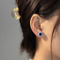 wholesale Metal material first, ZHUOZHFAN Jewelry New Fashion Earrings for Women 80mm Imitation Sapphire European and American Trendy Ins Style-0-3