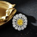 wholesale Metal material, 3ct chubby square ice flower cut light yellow 8*9o ring for women,/-0-5
