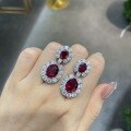 Gold-Plated 9x11 Oval Ruby French Palace-Style Earrings-0-2