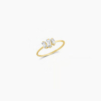 wholesale S925 Sterling Silver Irregular Staggered Cube Diamond Ring, Niche Design, Ins Style, Minimalist and Versatile Stacking Band-Three Diamond Sugar Cube Ring - Gold &gt; Adjustable Opening