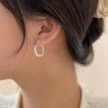 wholesale S925 Sterling Silver Geometric Ballpoint Minimalist Hoop Earrings for Women, Small and Exquisite Luxury Ear Clasp Earrings-0-1