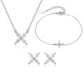 wholesale 925 Sterling Silver New Butterfly Necklace Pendant Four-Petal Flower Bracelet Earrings Set, Ins Minimalist High-End Women's Jewelry-0-8