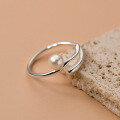 wholesale 925 Sterling Silver Double Layer Synthetic Pearl Ring Korean Style Minimalist Niche Design Elegant and Temperament Single Ring R01264-0-1